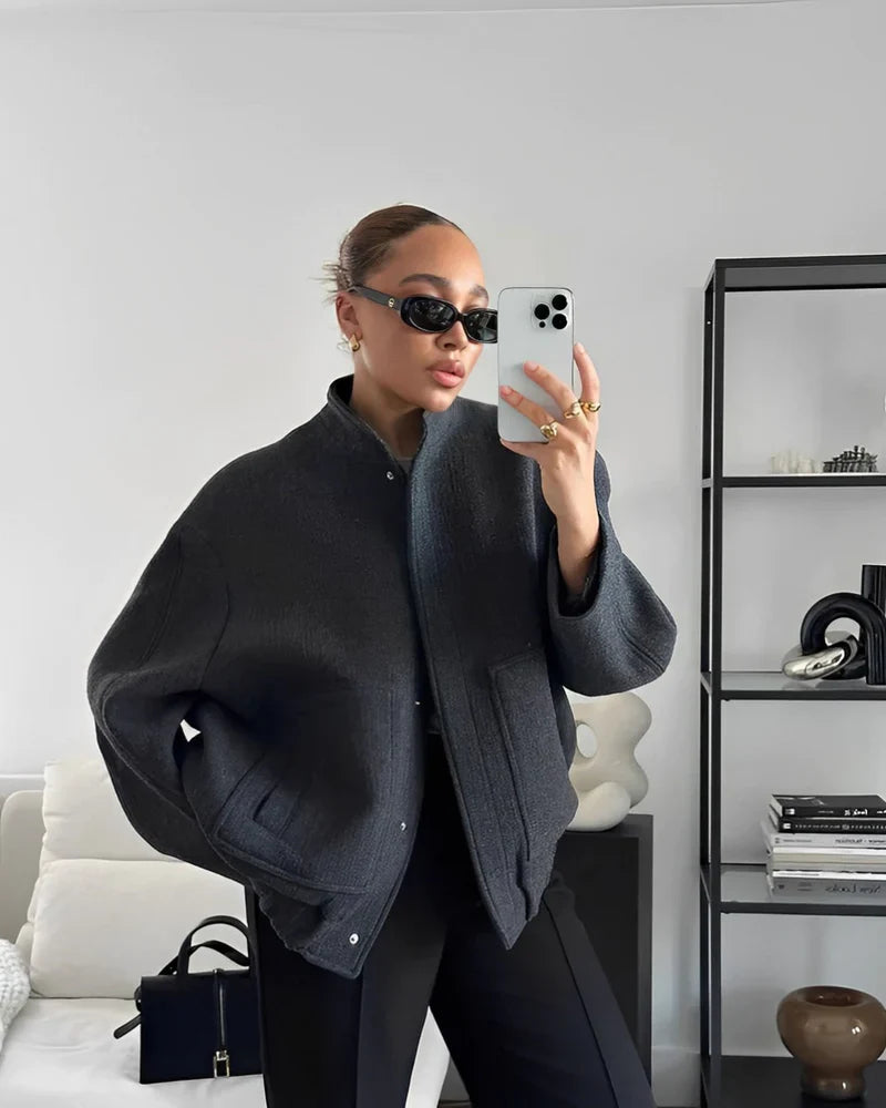Bomber Jacket - Oversized Knit Silhouette & Layering Warmth