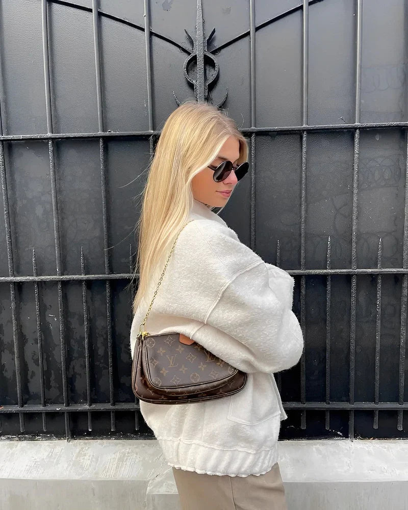 Bomber Jacket - Oversized Knit Silhouette & Layering Warmth