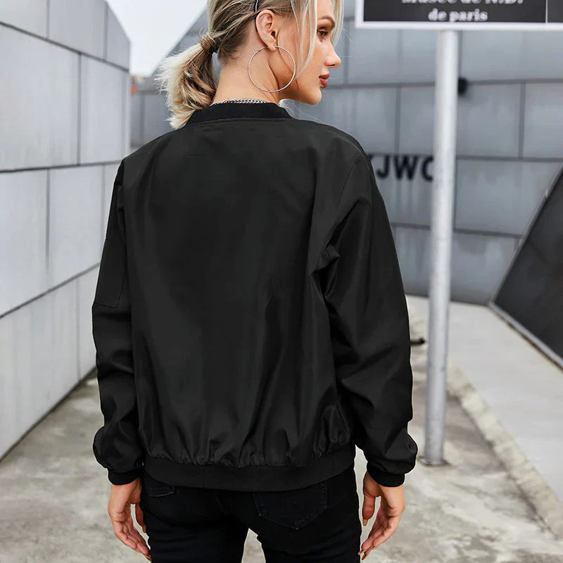 Bomber Jacket - Slim Ribbed Edges And Breathable Blend