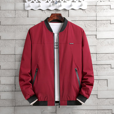 Bomber Jacket - Stand Collar Ribbed Cuffs & Warm Insulation