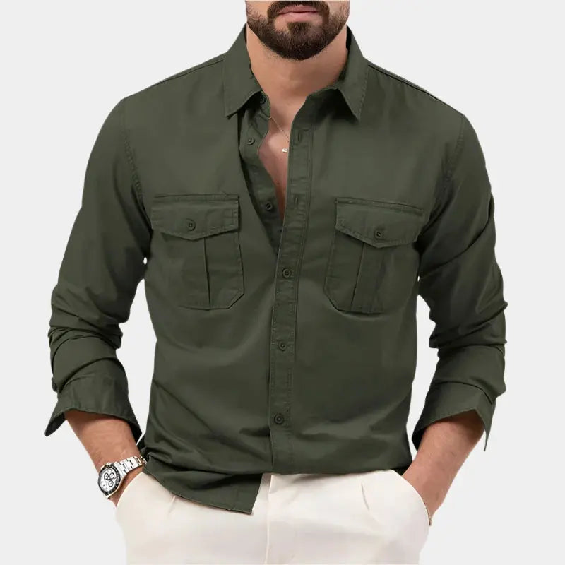 Button-Up Shirt - Structured Collar And Simple Layering