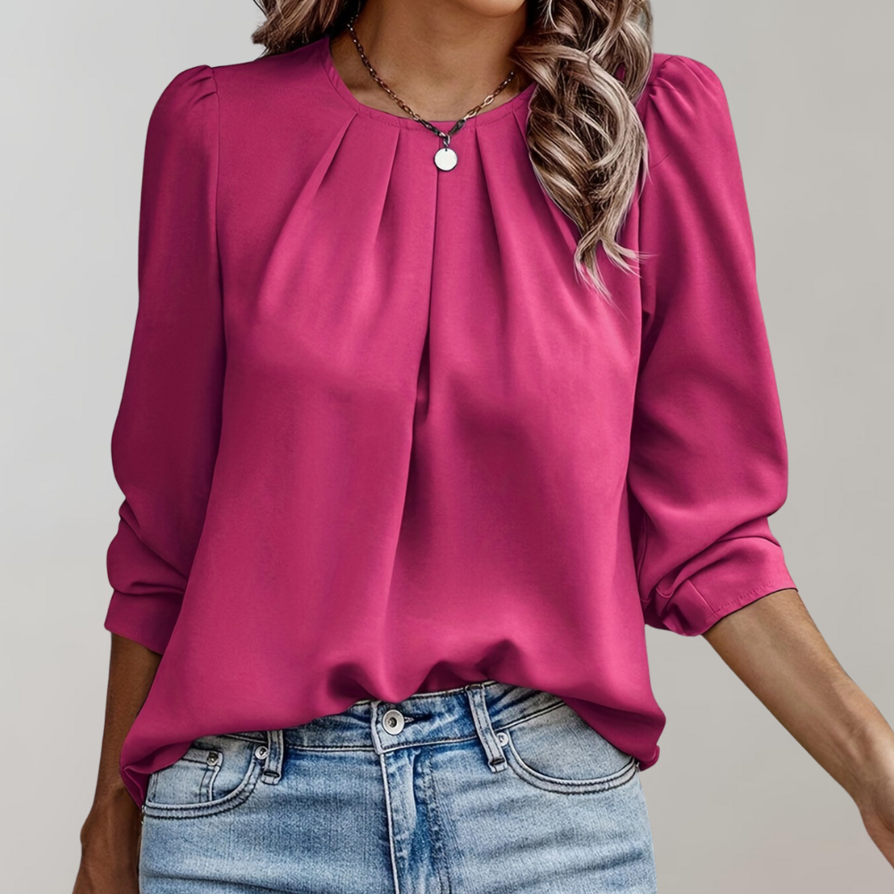 Women's Blouse with Puff Sleeves Cotton-5