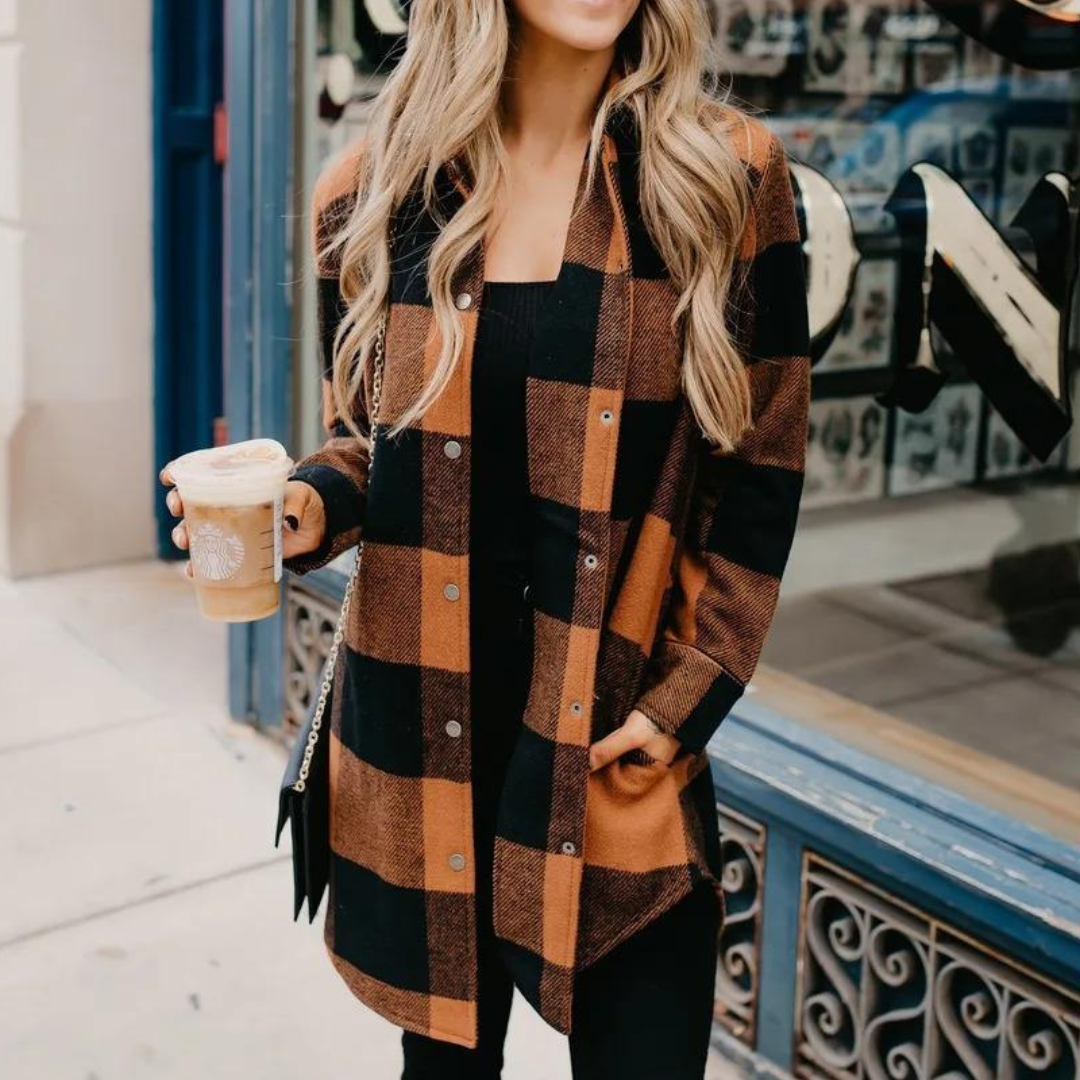Cardigan - Chequered Pattern & Roomy Layering Space