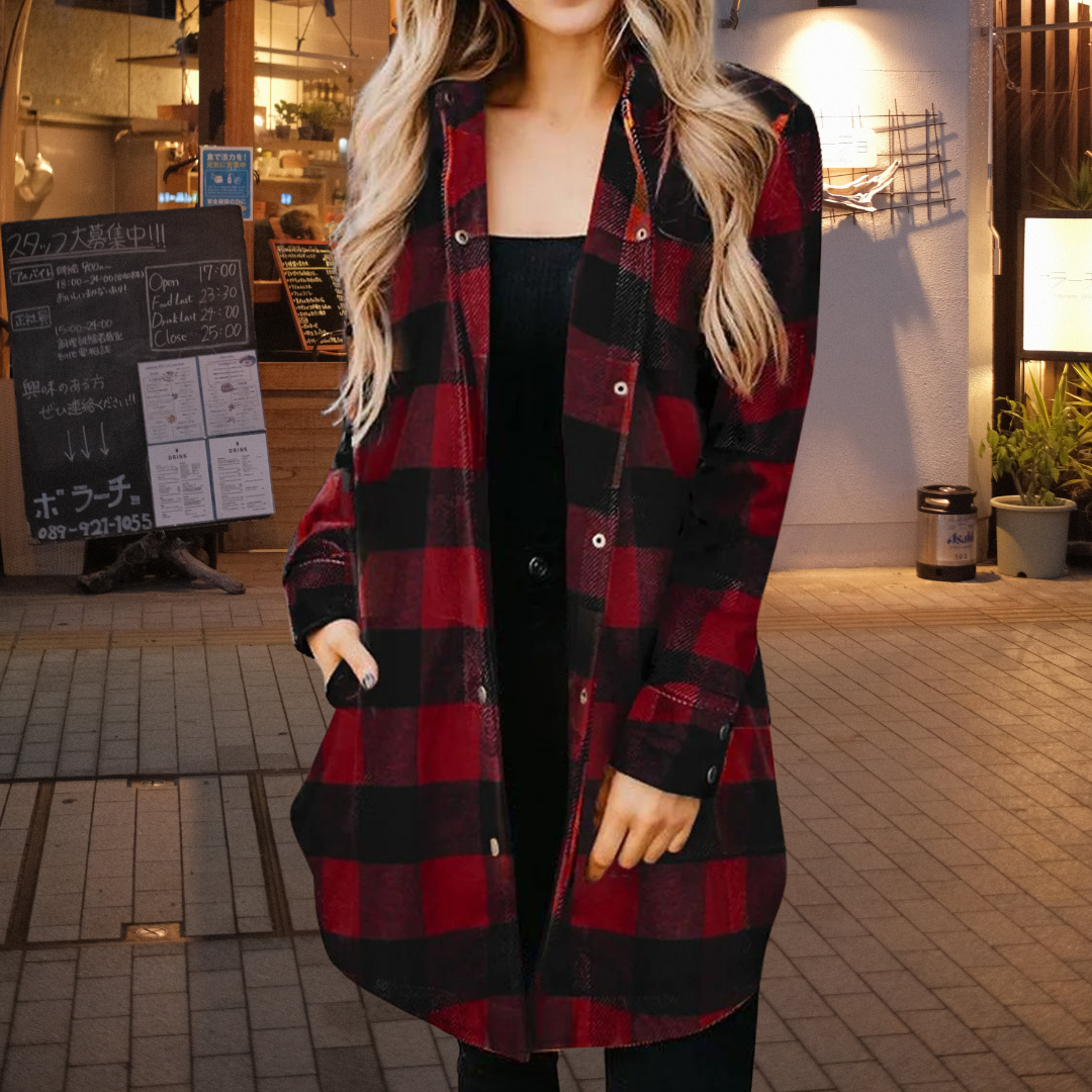 Cardigan - Chequered Pattern & Roomy Layering Space