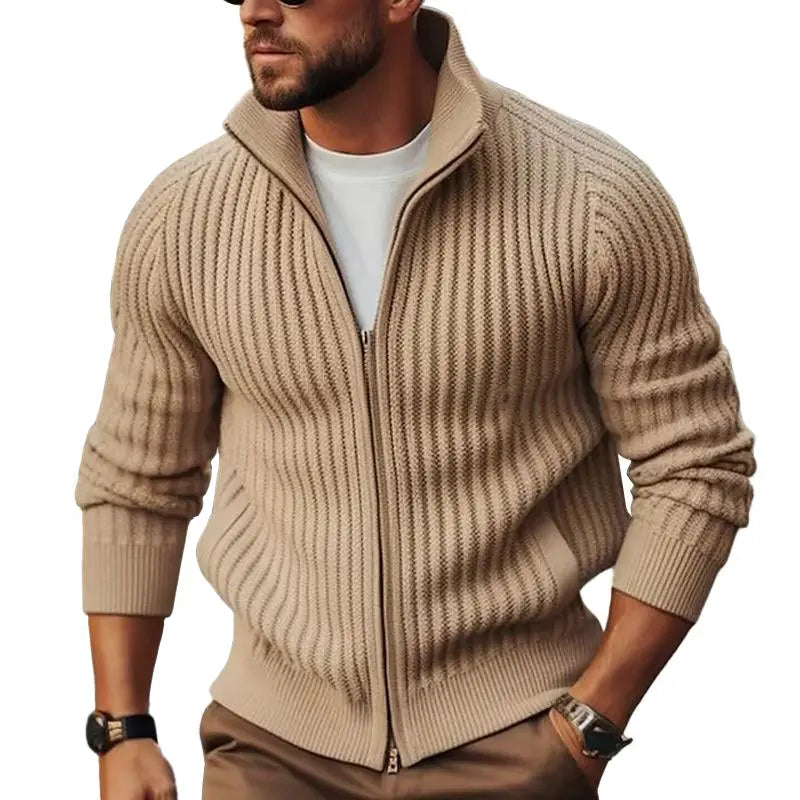 Cardigan - Polyester Blend Zip Front And Insulating Warmth