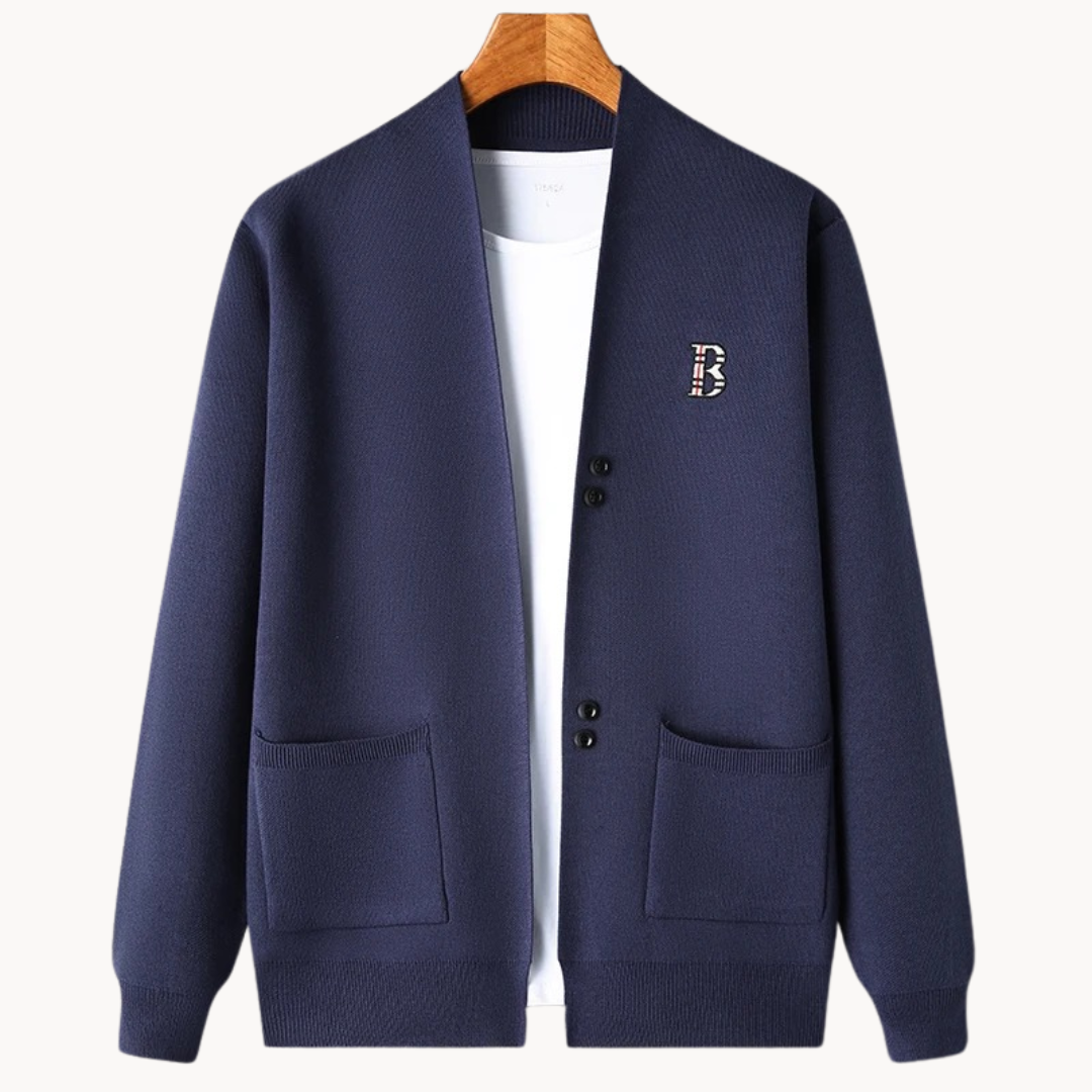 Cardigan – Ribbed Shoulders And Cuffs & Flexible Fit