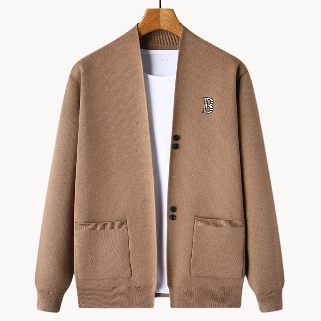 Cardigan – Ribbed Shoulders And Cuffs & Flexible Fit