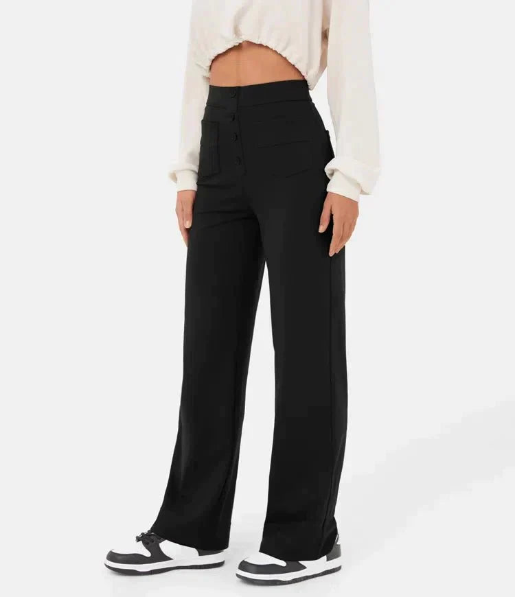 Casual Pants - High Waist Band & Flexible Movement Ease