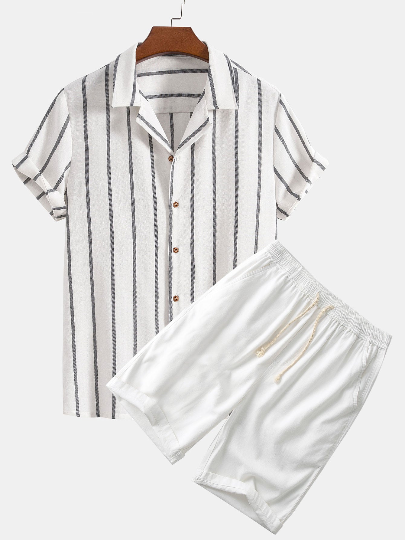 Casual Set - Polyester Blend Shirt And Quick Dry Shorts