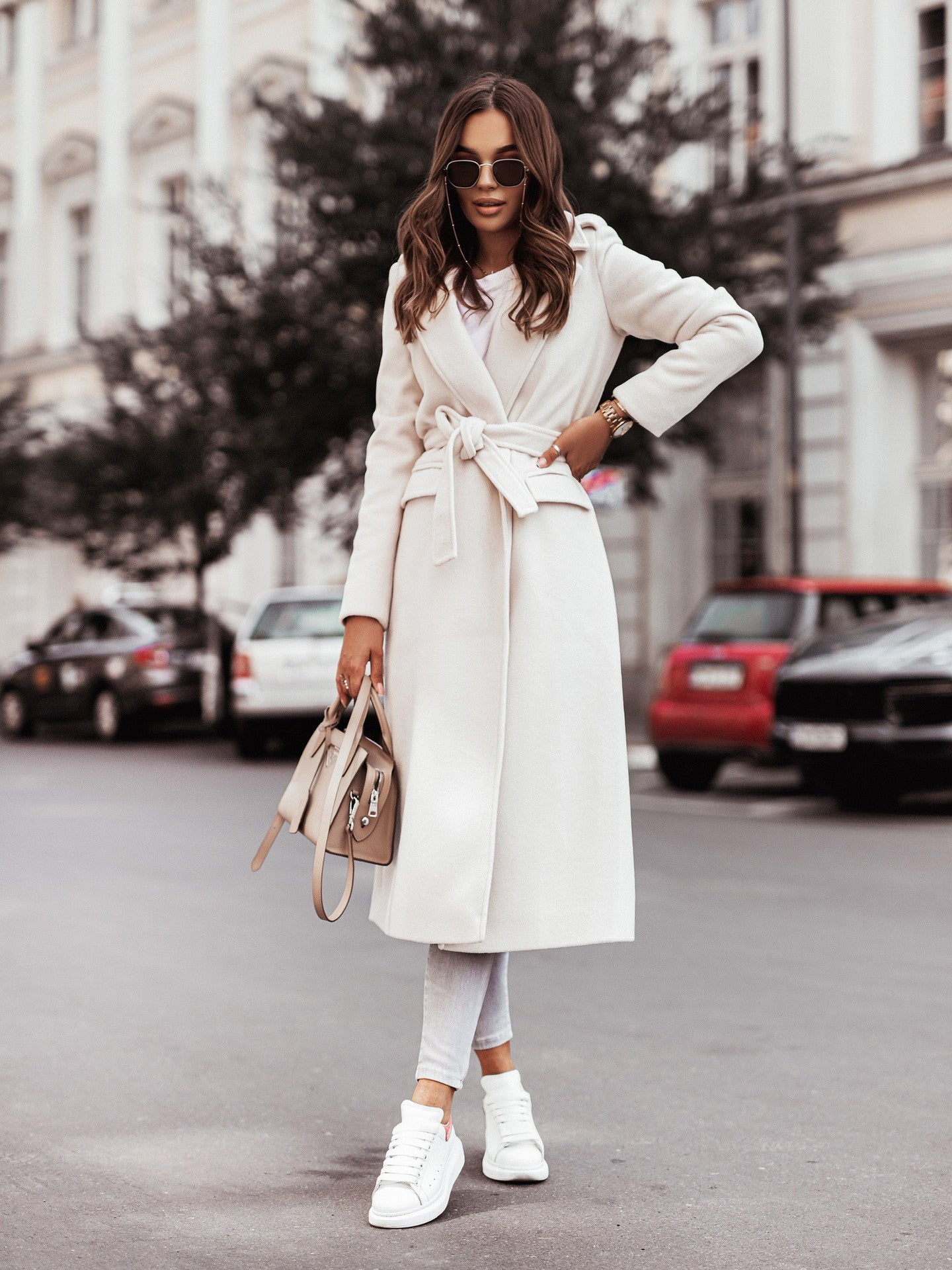 Coat - Belted Waist And Long Cut For Warm Structured Fit