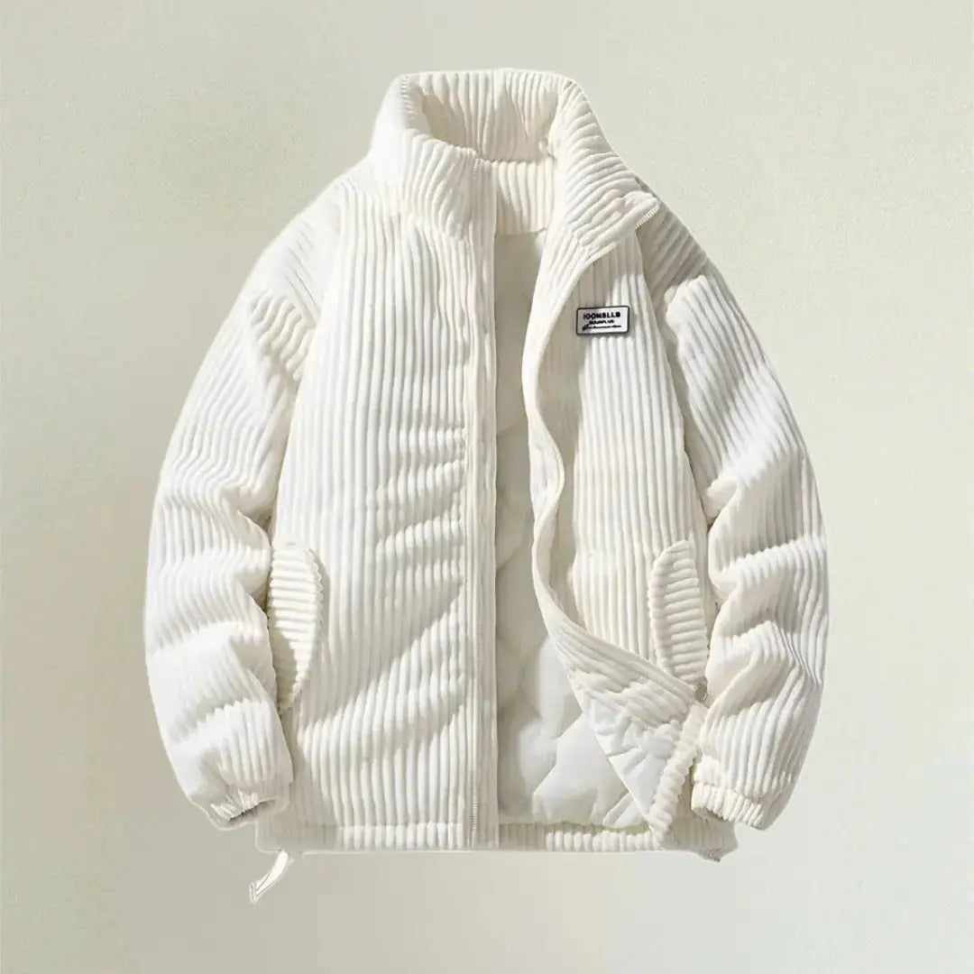 Corduroy Blend Coat – Quilted Body And Structured Shape
