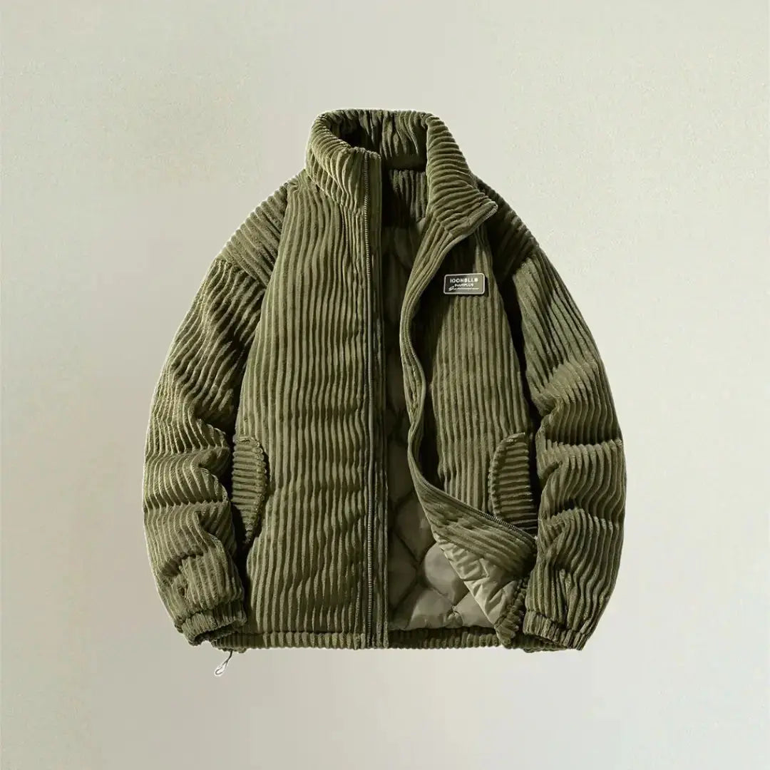 Corduroy Blend Coat – Quilted Body And Structured Shape