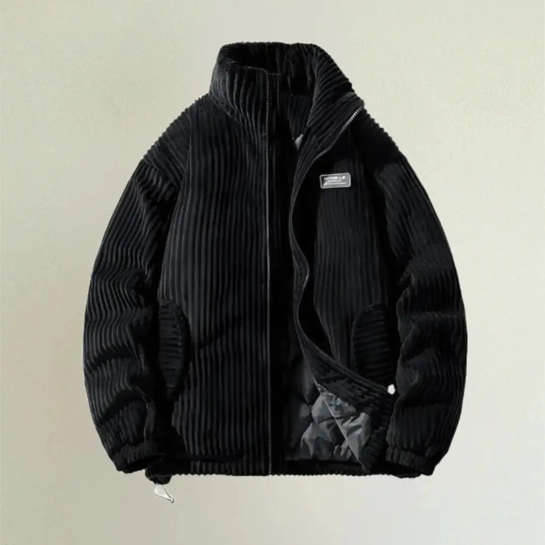 Corduroy Blend Coat – Quilted Body And Structured Shape