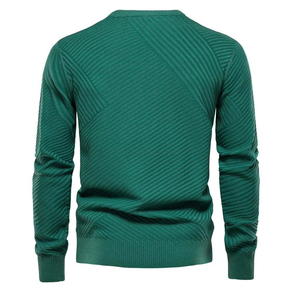 Crewneck Pullover - Ribbed Neck And Cuffs And Keeps Shape