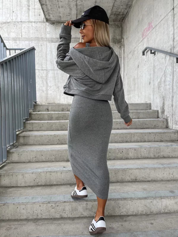 Dress And Cardigan Set - Smooth Blend & Layered Coverage