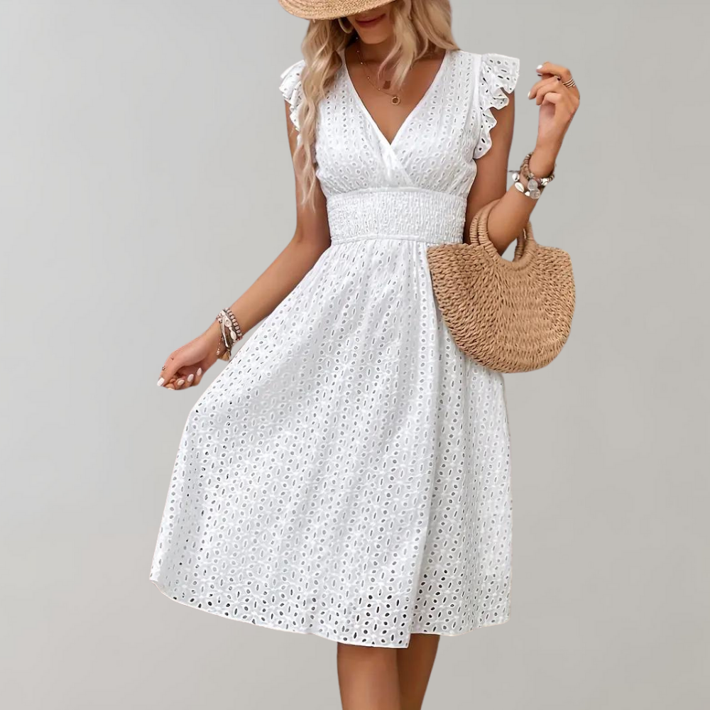 Dress - Lightweight Blend Ruffle Trim & Mid Length Ease