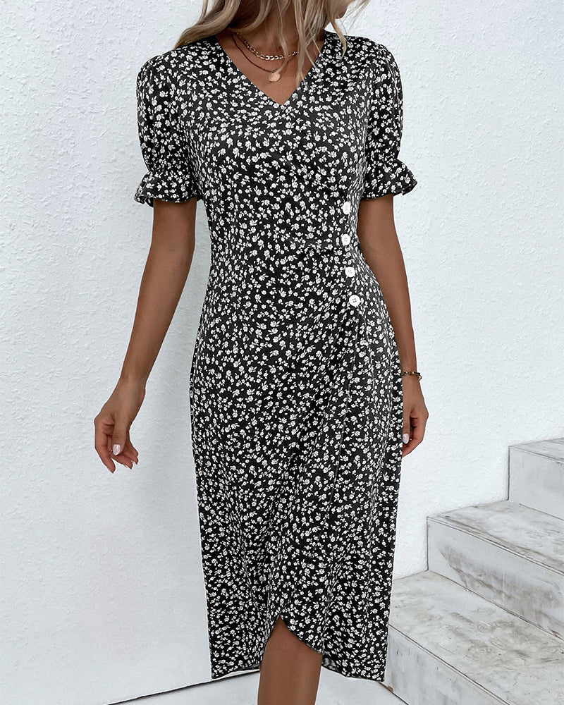 Dress - Lightweight Blend V Neck Long Shape & Easy Movement