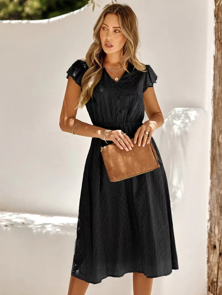 Dress - Polyester Blend Midi Shape & Smooth Drape Shaping