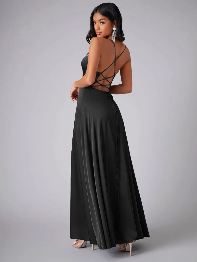 Dress - Polyester Blend Open Back Maxi & Air Flow Ease