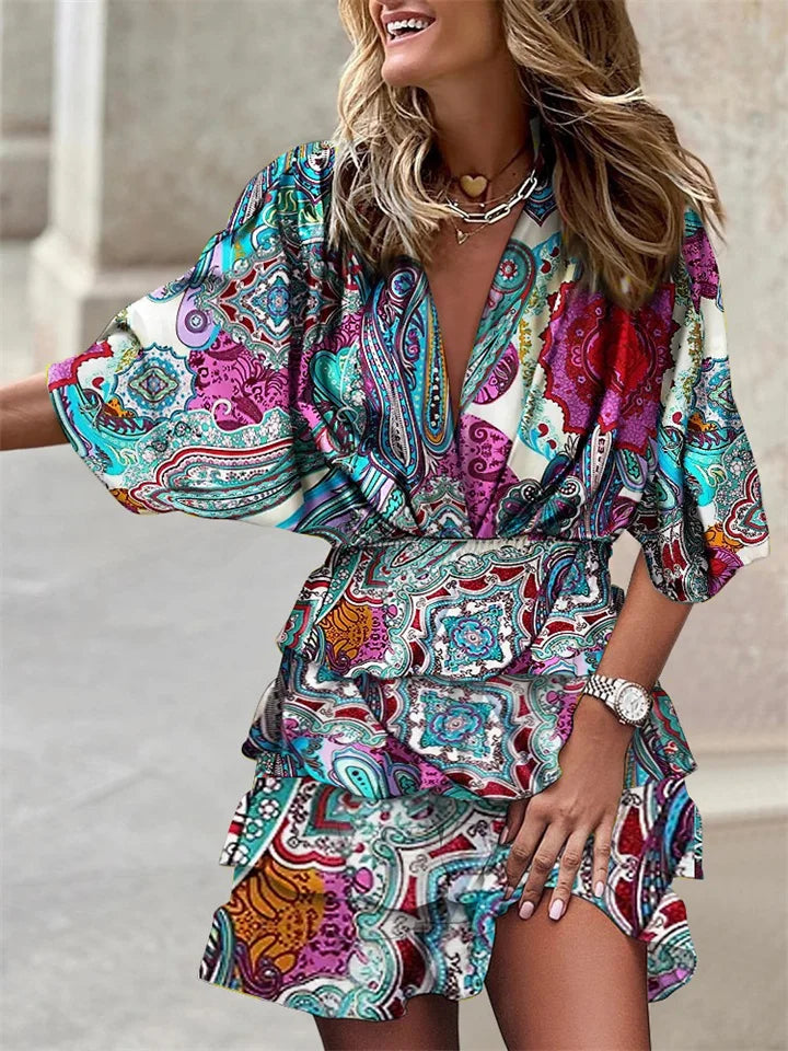 Dress - Ruffled Skirt And Elastic Waist For Easy Movement