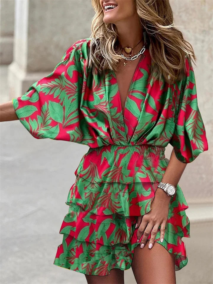 Dress - Ruffled Skirt And Elastic Waist For Easy Movement