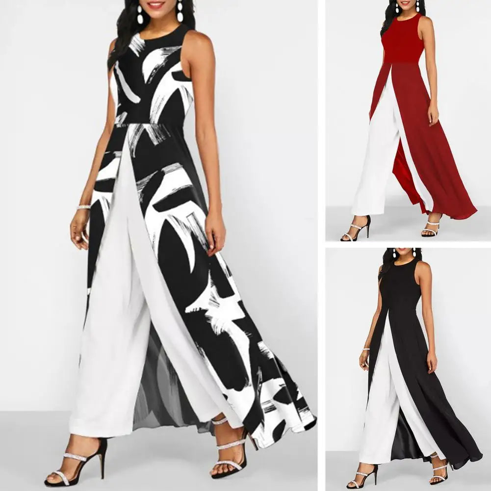 Dress - Sleeveless Long Layer & Wide Leg Pants For Ease
