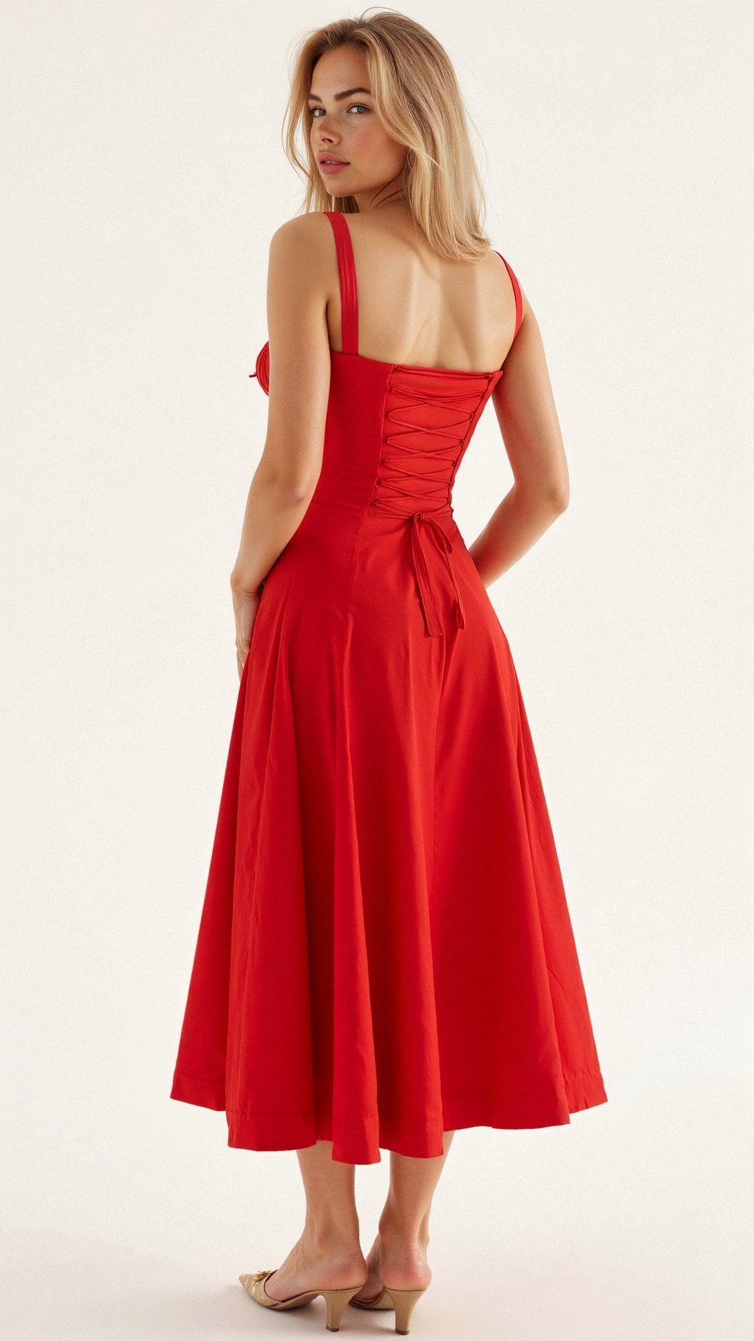 Dress – Soft-Blend Corset Bodice And Flowing Midcalf Ease