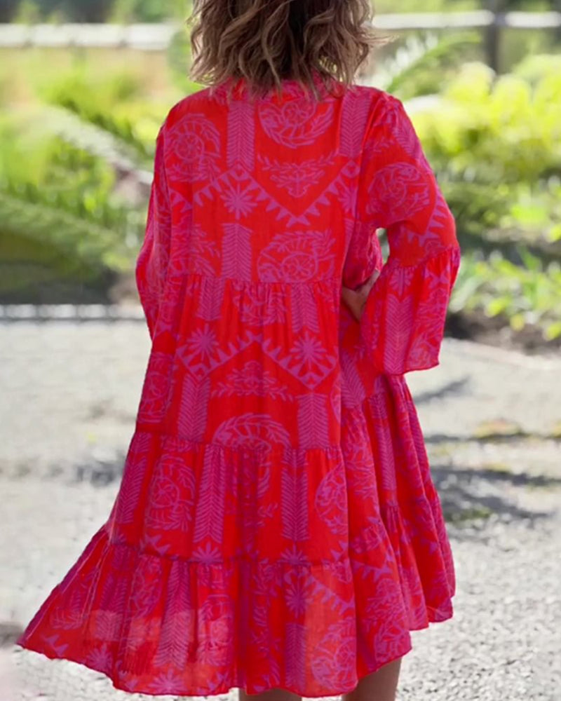 Dress - Soft-Blend Geometric Boho Print And Easy Movement