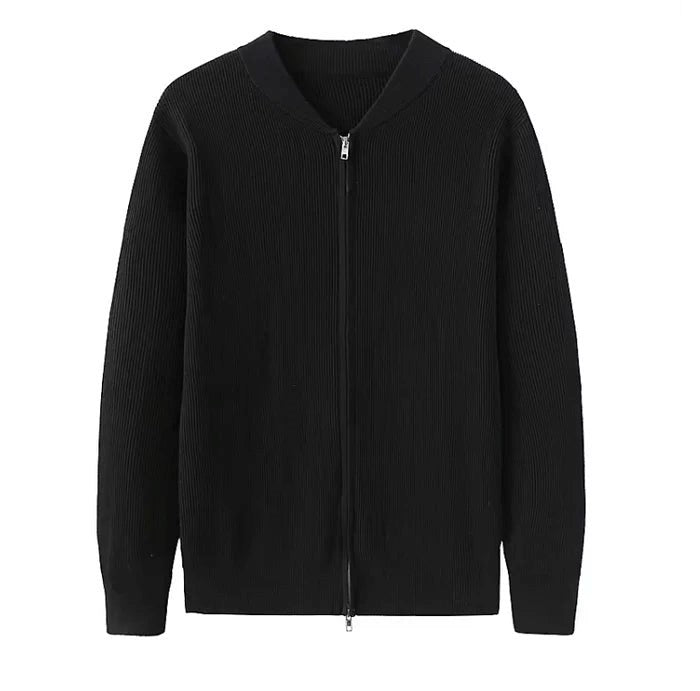 Full Zip Sweater - Natural Blend Knit And Easy Warmth
