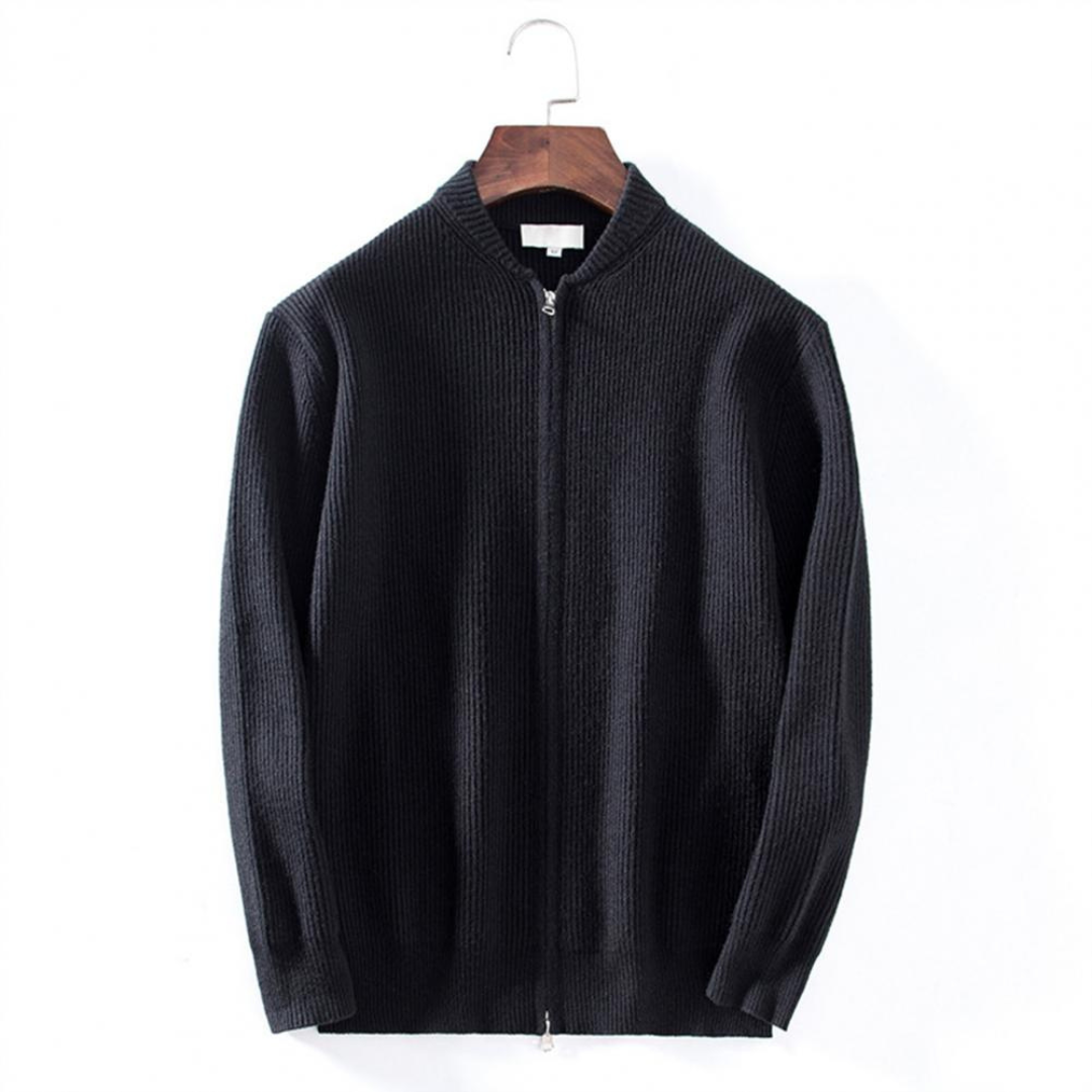 Full Zip Sweater - Natural Blend Knit And Easy Warmth