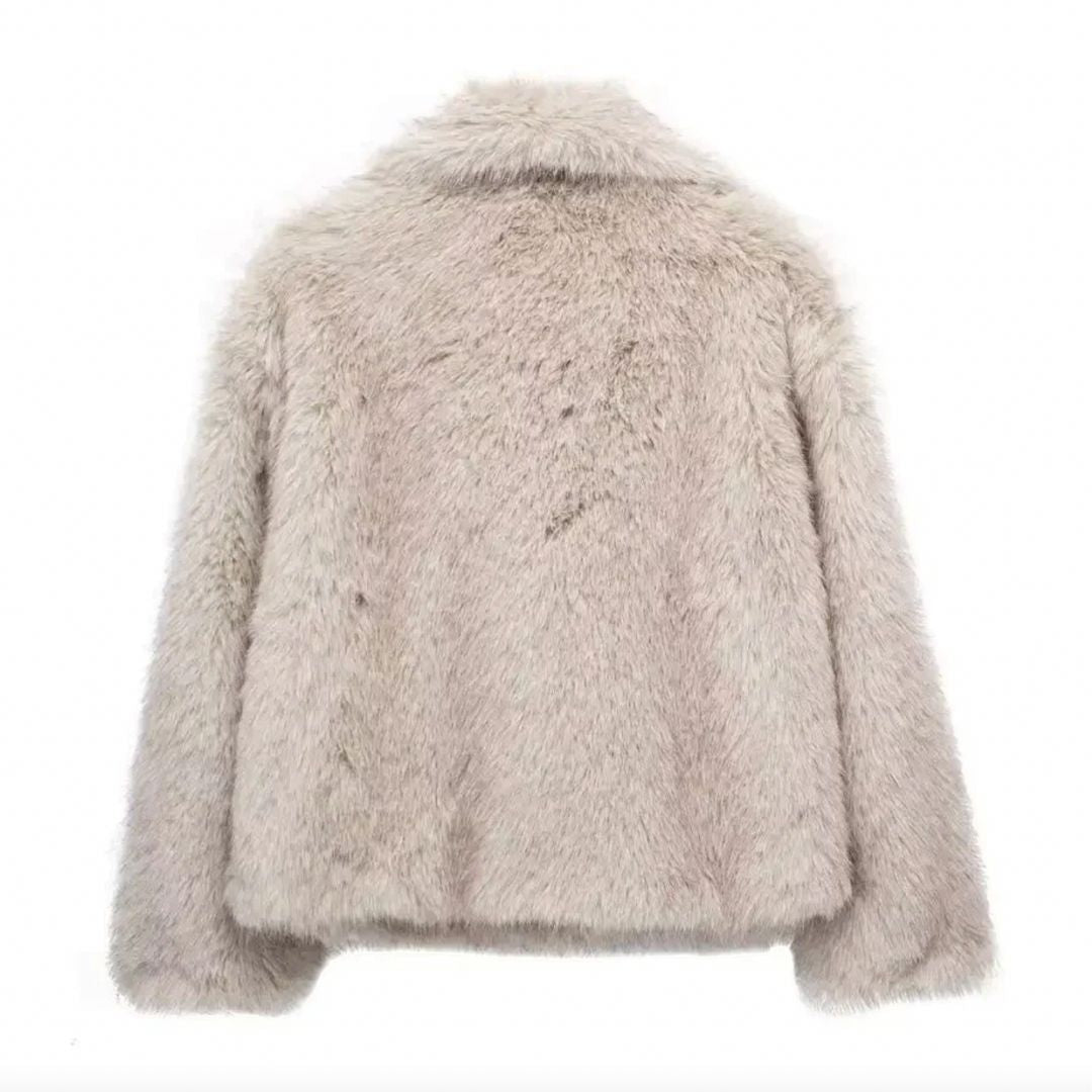 Fur Coat - Mid Length With Fur Blend Trim And Warm Lining
