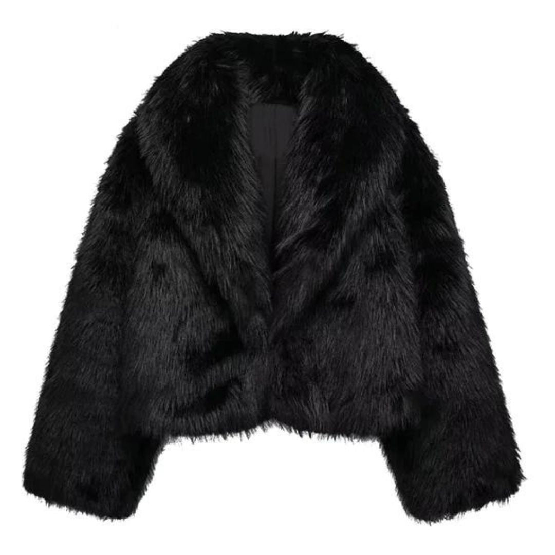 Fur Coat - Mid Length With Fur Blend Trim And Warm Lining
