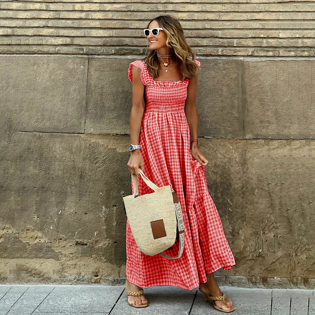 Variant image for Women's Cotton Maxi Dress with Ruffles-9