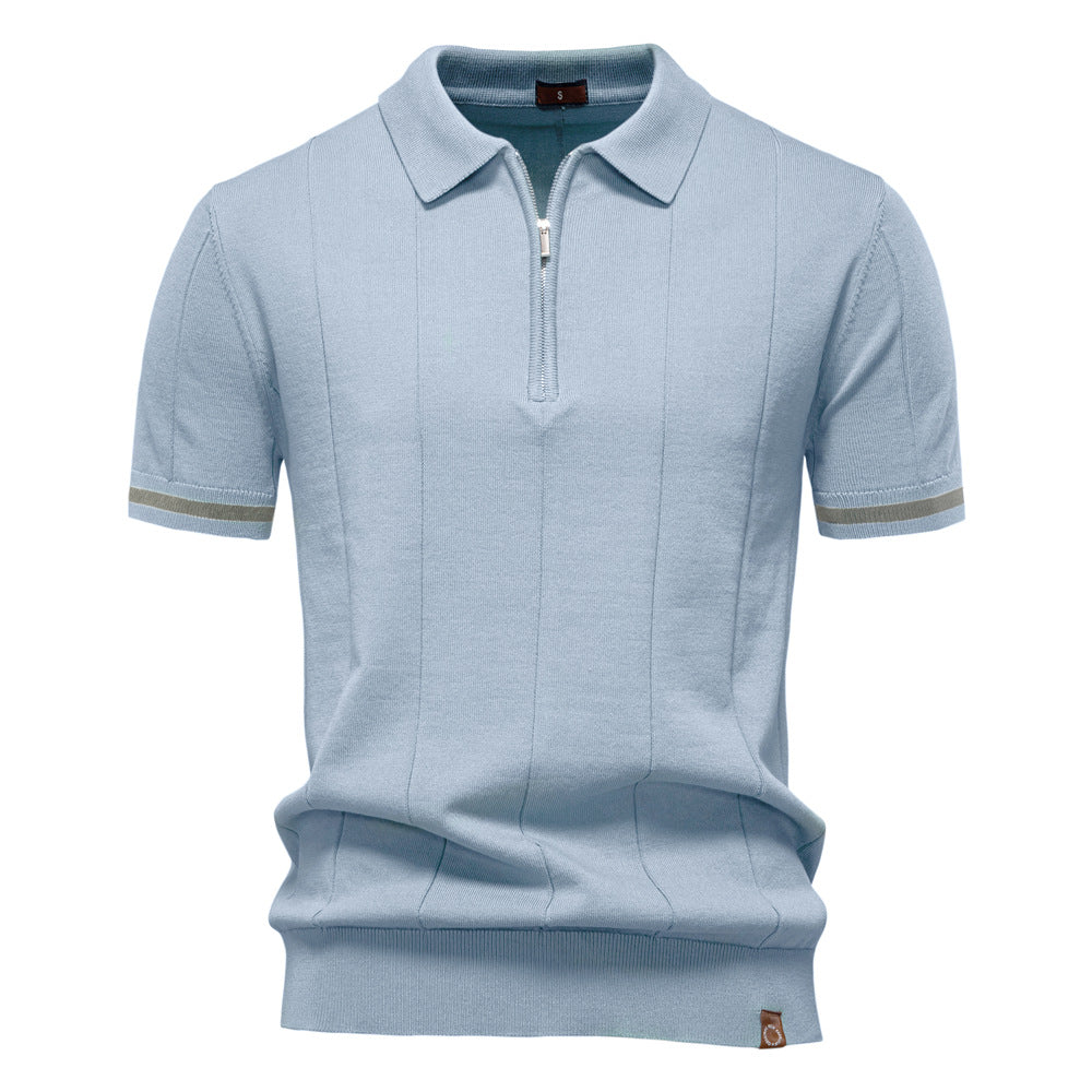 Half Zip Polo Shirt – Vertical Texture & Easy On Off