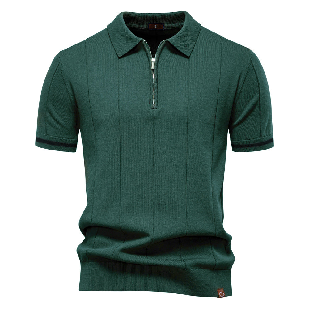 Half Zip Polo Shirt – Vertical Texture & Easy On Off