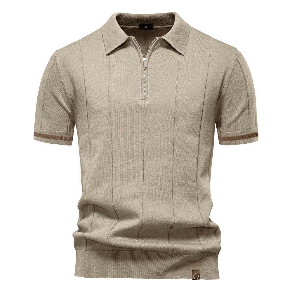 Half Zip Polo Shirt – Vertical Texture & Easy On Off