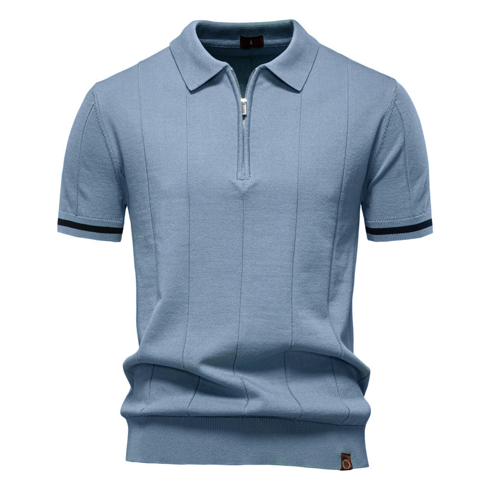 Half Zip Polo Shirt – Vertical Texture & Easy On Off