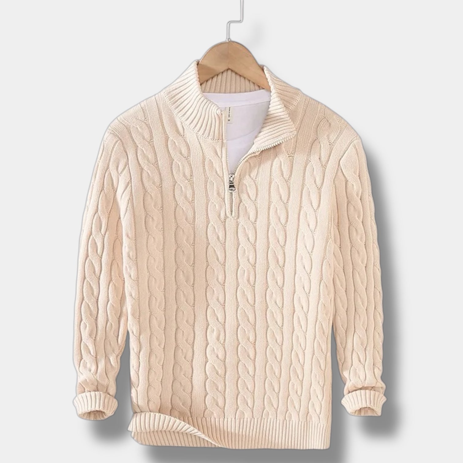 Half Zip Sweater – Jacquard Knit & Mock Neck Comfort