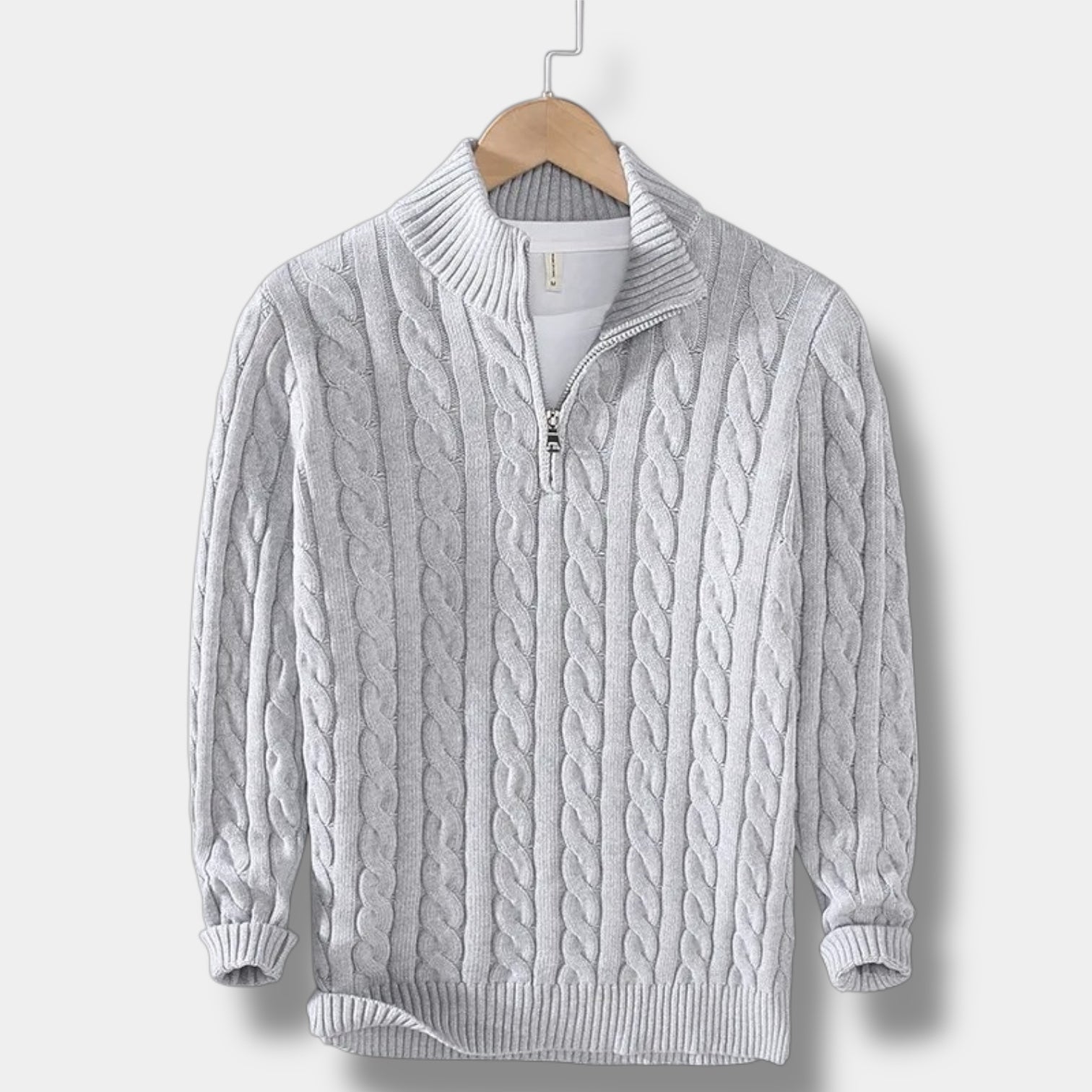 Half Zip Sweater – Jacquard Knit & Mock Neck Comfort