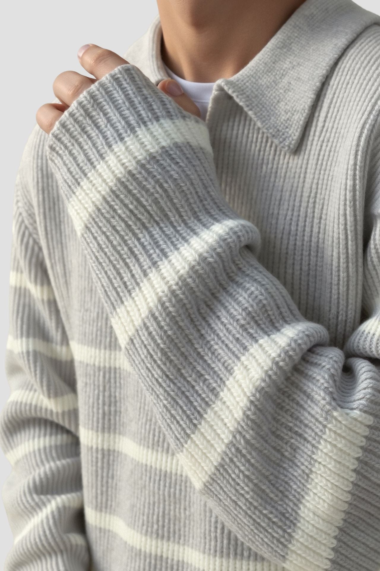 Half Zip Sweater - Striped Knit And Warm Breathable Fit