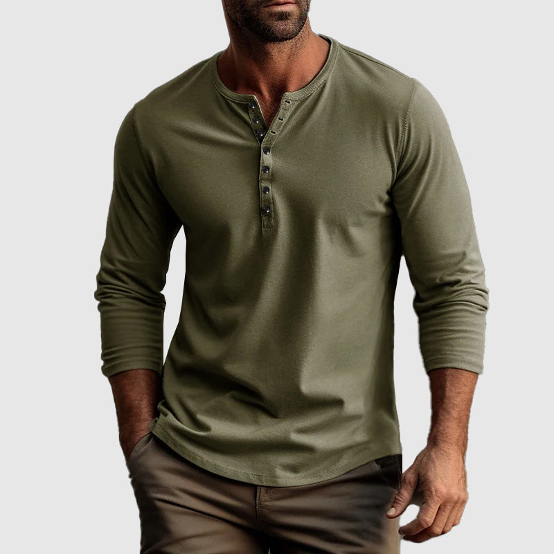 Henley Shirt - Button Placket And Breathable Natural Blend