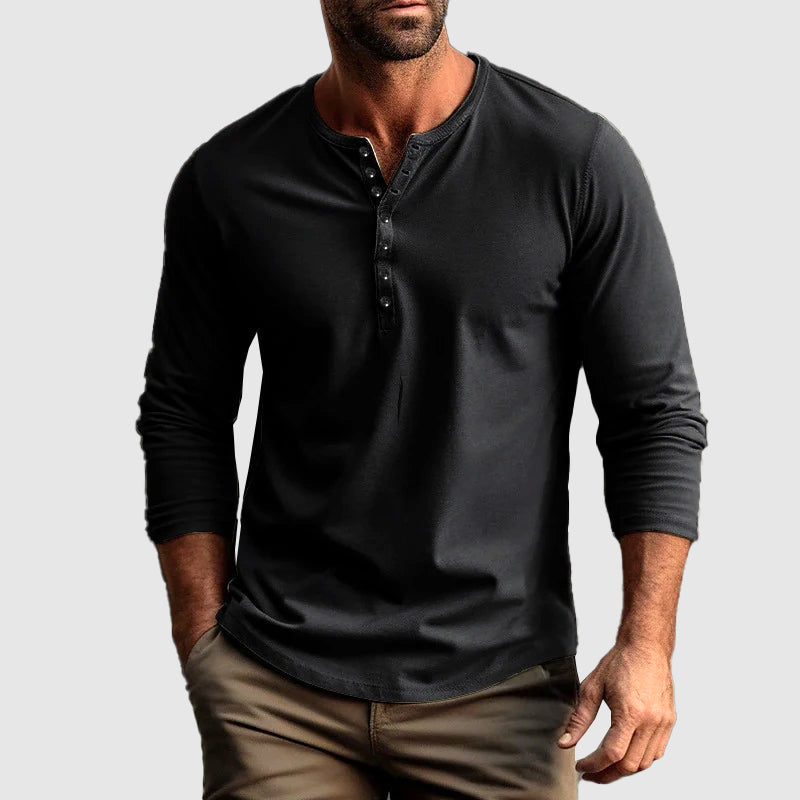 Henley Shirt - Button Placket And Breathable Natural Blend