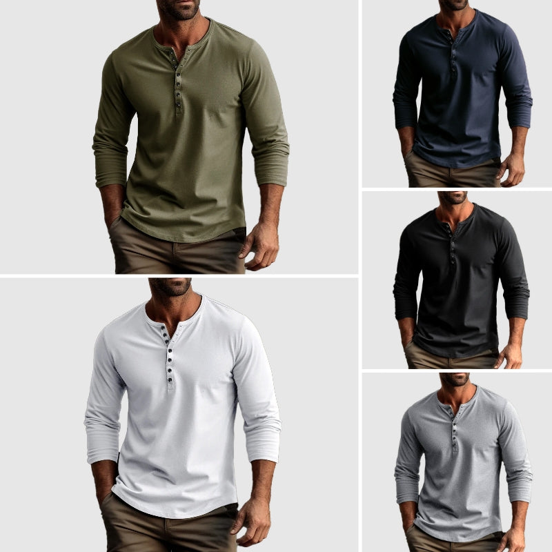 Henley Shirt - Button Placket And Breathable Natural Blend