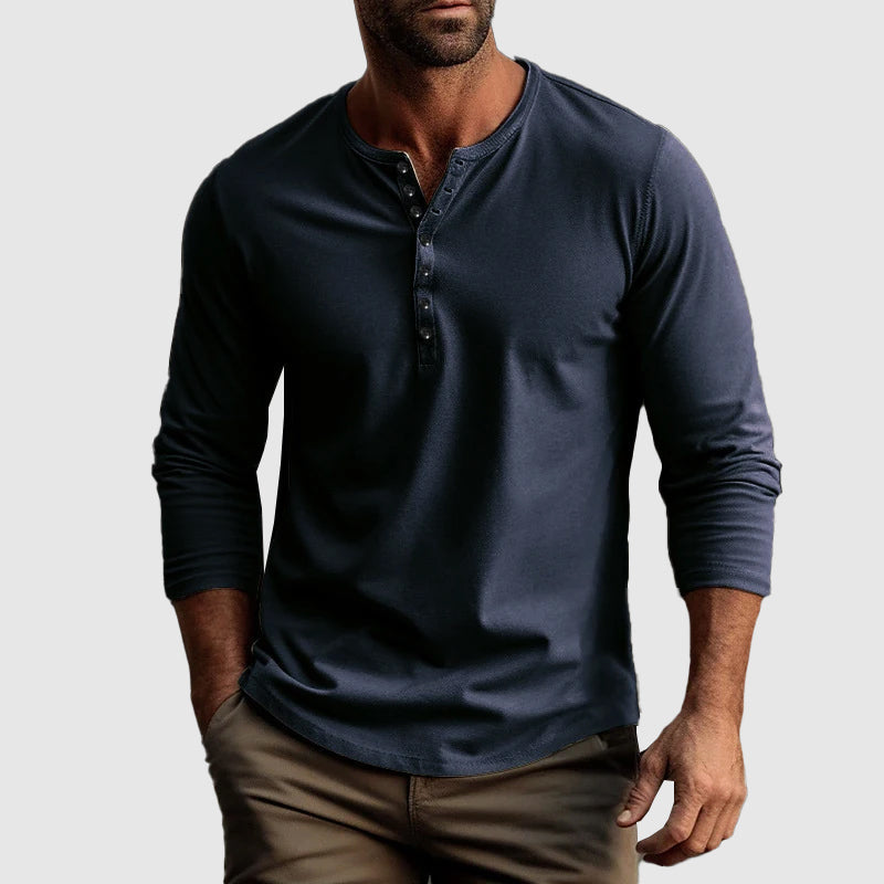 Henley Shirt - Button Placket And Breathable Natural Blend