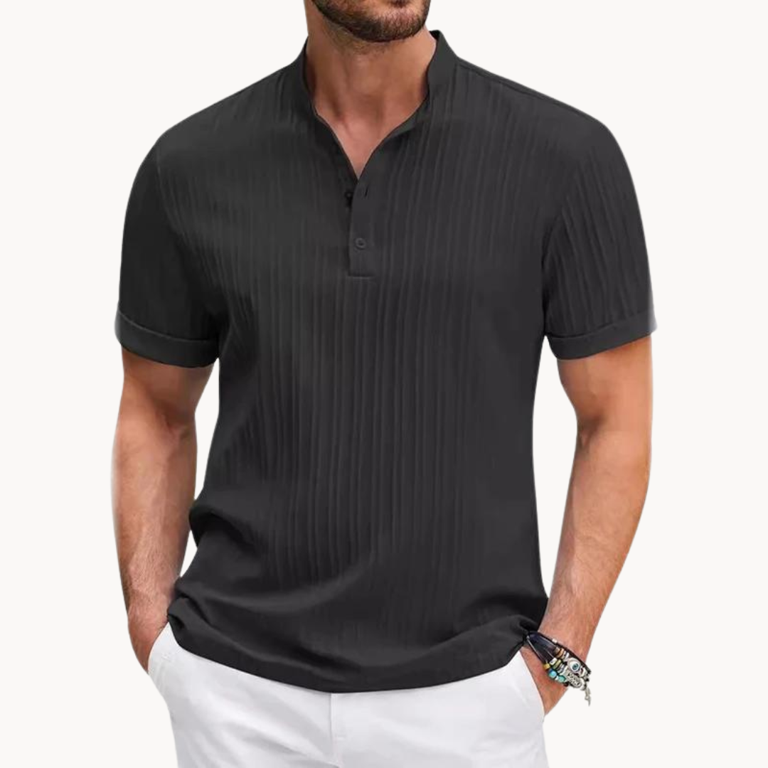 Henley Shirt - Short Button Placket And Flexible Shape