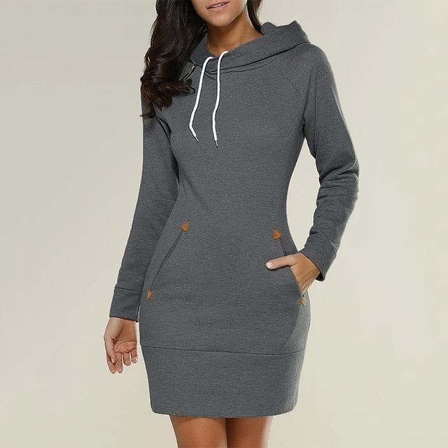 Hooded Sweater Dress – Insulating Blend & Warm Coverage