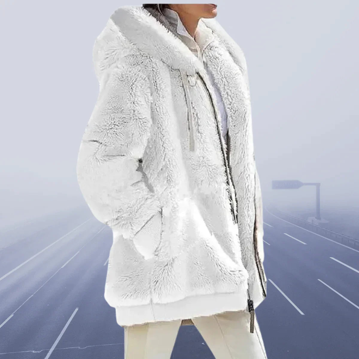 Jacket - Polyester Blend Hood And Soft Warm Stretch Shape