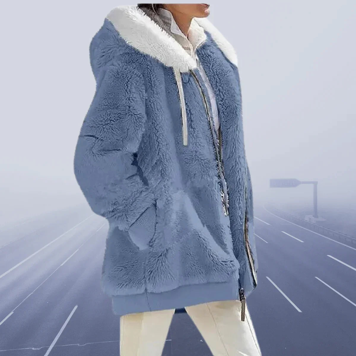 Jacket - Polyester Blend Hood And Soft Warm Stretch Shape