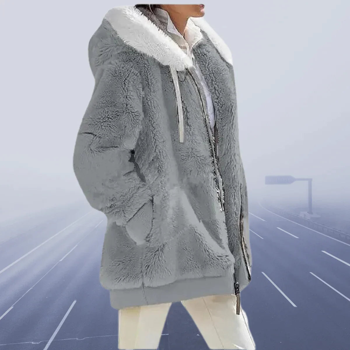 Jacket - Polyester Blend Hood And Soft Warm Stretch Shape