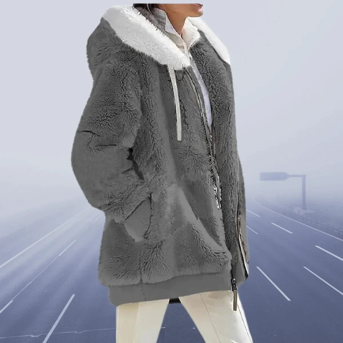 Jacket - Polyester Blend Hood And Soft Warm Stretch Shape